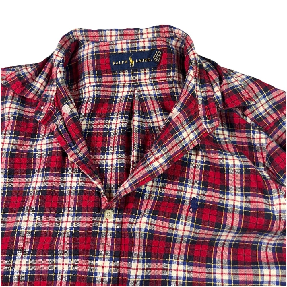 Polo Ralph Lauren Men's Plaid Button Down Casual Dress Shirt Size Medium EUC